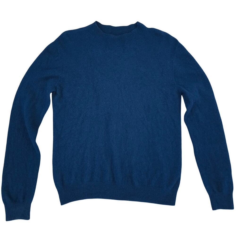 Women’s Merino Wool Sweater Blue Crewneck Soft Cozy Winter Layering S Old Monay